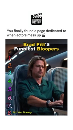 actors messing up on Instagram: "Follow us @WhenActorsMessUp for more clips of when actors mess up 🎬 Behind the scenes of Brad Pitt’s movies, even the most intense scenes crumble into laughter. Pitt drops props, forgets lines, and breaks character with perfectly timed jokes that wreck takes instantly. Whether he’s shooting Fight Club, Bullet Train, or Once Upon a Time in Hollywood, chaos follows him everywhere. Co-stars lose it as Pitt improvises, stumbles through action cues, or reacts way big