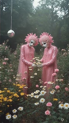 Dreamcore Ritual in the Garden 🌸✨ Masked Figures