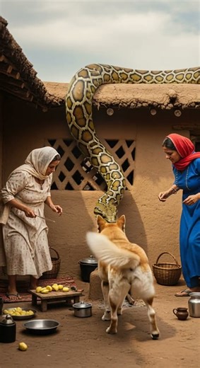 Village Kitchen Shock 😱 Python Came Down | Unexpected Visitor Strikes #snake #wildlife #kitchen