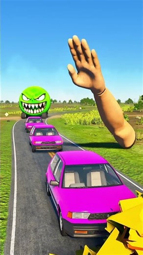 Big & Small Moon Monster Cars vs Giant Massive Hand Slap 😂 in BeamNG.drive #2