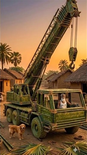 Baba Builds a Giant Bamboo Mobile Crane! 😳 | Handmade Village Mobile Crane