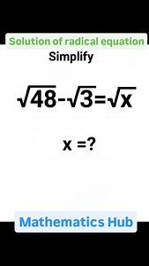 209 reactions · 374 comments | Solution of radical equation #solve #viralreels #viral #maths #simplify #radicalequation | Mathematics Hub | Facebook