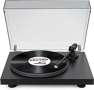 Vinyl Record Player with Bluetooth Output,Belt-Drive Turntable with USB Recording Magnetic Cartridge Supports Counter Weight,Pitch and 33&45 RPM Speed