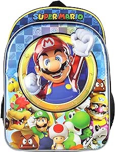 Bioworld Nintendo Super Mario Bros All Over Character Molded Iridescent 16" Backpack