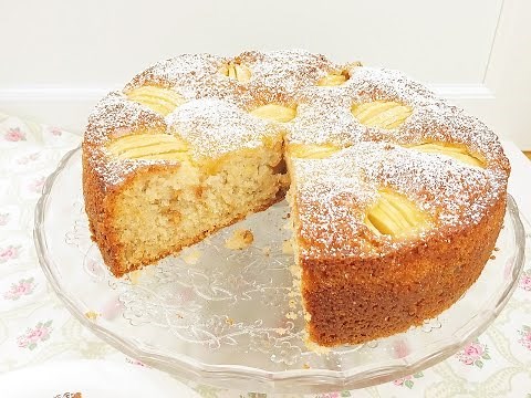 Juicy sunken apple cake with walnuts, Grandma's style