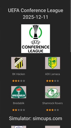 UEFA Conference League Sim | Predicted Scores & Surprising Results (11 Dec 2025)