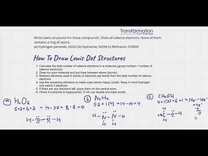 How To Write Lewis Dot Structures With Examples H2O2, N2H4, CH3OH