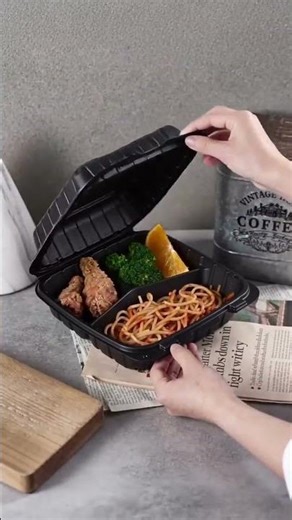Eco-Friendly Cornstarch Clamshell Box – Square Compartment for Takeout #sunyoplastic