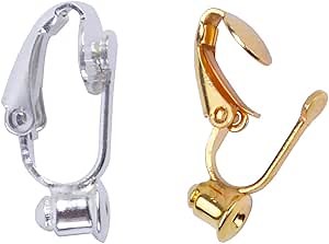 BronaGrand 20 Pieces Earring Clip Backs Clip-on Earring Converter Components Findings with Post for None Pierced Ears, Silver and Gold