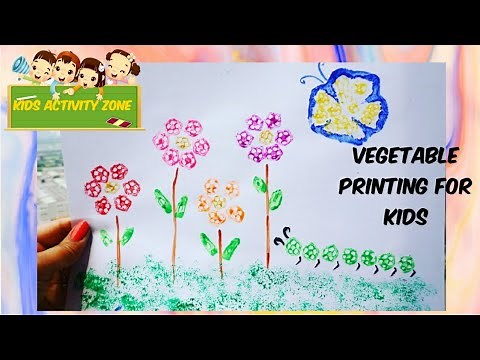 vegetable printing for kids/block print/kids painting/step be step painting