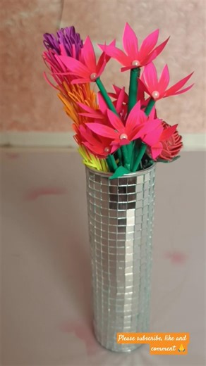 HOW TO MAKE FLOWER VASE⚱️💐/ diy pringlebox resuse idea/ handmade decorationidea#shorts#youtubeshorts