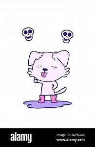 spinning skulls animation of cartoon dog sticking out tongue in puddle Stock Video Footage - Alamy