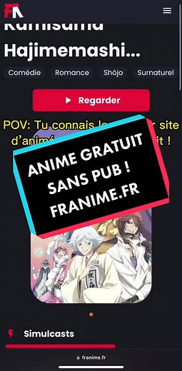 Découvrez le meilleur site d'animés sans pub gratuit sur Franime !