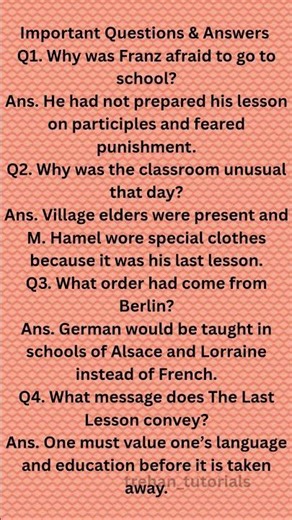 The Last Lesson Class 12#class12english #revision #english