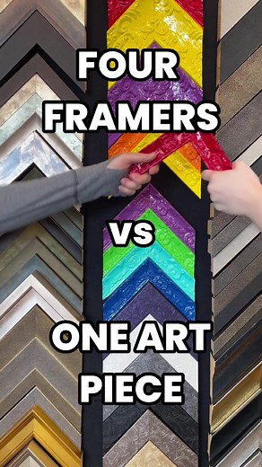 Welcome back to Four Framers vs One Art Piece! The game show where our framing consultants compete to make the best design ✨ VOTE NOW in two places: the comments on this video or in the poll on our Instagram story! @hall_of_frames Artist: @k.j.herb Framing details: ✨ Zachary •Inner Fillet/Frame: Nielsen Bainbridge Nurre 46116 •Mat: 4150 Midnight •Outer Frame: Roma Moulding 2548045 Arber 1” Opaque Black ✨Sara •Inner Fillet/Frames: Bella Moulding 520216 Champagne Crepe Shimmy •Mat: Countess Plus C