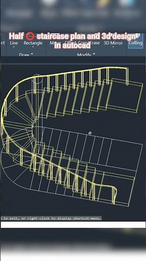 half circular staircase plan and 3d design in autocad #cad #autocad #stairs