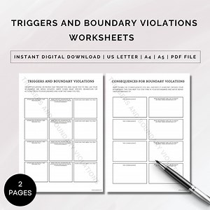 Triggers and Boundary Violations Worksheet, Setting Boundaries, Boundaries Printable, Boundaries Worksheets, Boundaries Journal, PDF - Etsy