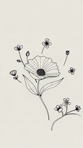 Elegant Floral Line Art Illustration | Premium Stock Video Footage