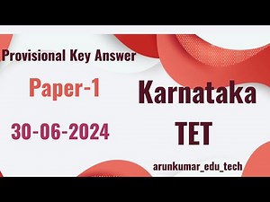 Karnataka TET paper-1| Complete provisional Key Answer | 30-06-2024