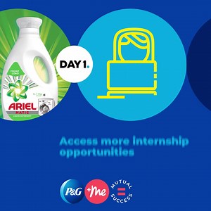 1- ACCESS MORE INTERNSHIP OPPORTUNITIES WITH P&G CAREERS: There are a variety of internship opportunities with P&G, where we look to hire the best talent to join our teams! Our hiring process is purposeful and thorough. It’s important to us that you have a complete understanding of who we are, what we do, and what we’ll expect from you. This is to ensure that you’ll be the right cultural fit and that you’ll be able to follow your desired career path. Apply now on www.pgcareers.com #PGintern #Day