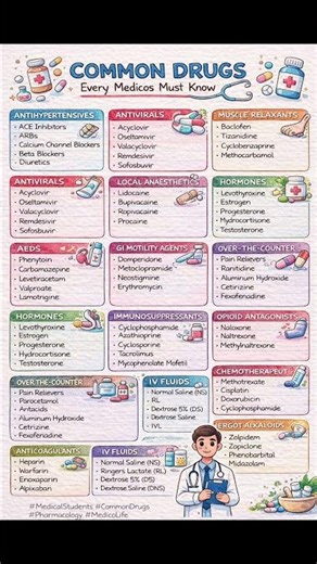 Common Drugs Every Medico Must KnowOne-Glance Drug Guide for Daily Clinical Practice