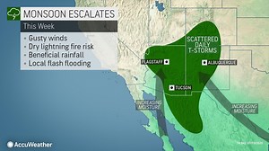 Monsoon thunderstorms to spell heat relief in Southwest