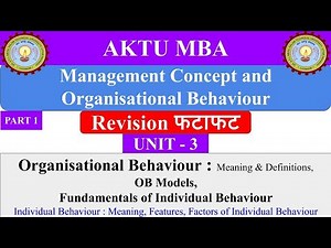 6| management concepts and organisational behaviour | aktu mba notes, aktu mba classes | dwivedi