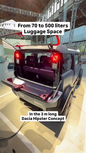 Tudor Bratu on Instagram: "Dacia Hipster Concept luggage compartment practicality: from 70 liters as a 4 seater to 500 liters as a 2 seater. The Dacia Hipster is a 3 meter long, all-electric concept car. If produced, it will be the most spacious affordable electric car, in the World, as promised by Dacia."