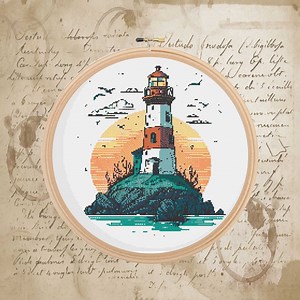 Nautical Lighthouse Sea Cross Stitch Pattern Embroidery - Etsy