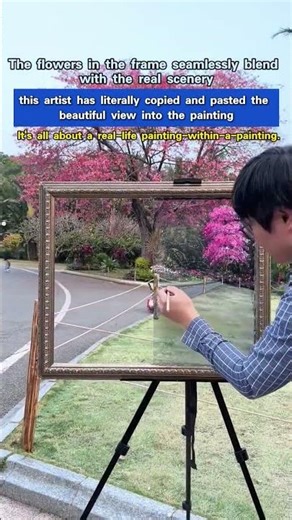 The flowers in the frame seamlessly blend with the real scener