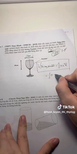 Công thức nhanh tính thể tích khối tròn xoay parabol