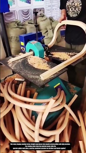 Precision curved wood molding process using automated rotary shaping machine