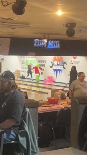 The Grinch proved he was up to his old naughty tricks when he snuck into the bowling alley and started messing with the pinsetter machines, causing pins to jam, and send bowlers into a chorus of confused groans. Lanes sputtered to a stop as he cackled and scurried between the back ends, flipping switches and tossing pins where they didn’t belong. Staff quickly caught on, and after a lively chase past humming lanes and clattering balls, they finally ran the green troublemaker right out the doors,