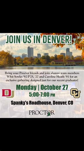  Colorado, you did not disappoint! From college alums at Spanky’s to a lively night at The Cherry Cricket — we loved catching up with Proctor folks across the Front Range. Big thanks to everyone who came out to reconnect, share stories, and show that Proctor spirit runs deep (and west!).  Until next time, Colorado!  | Proctor Academy Alumni | Facebook