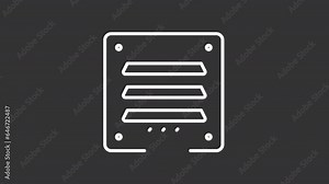 White simple thin line animation of air vent, HD video with transparent background, seamless loop 4K video representing ventilation.