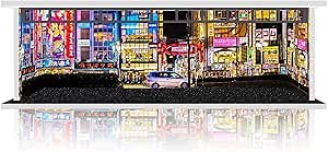 Hot Diecast Wheels Display Case - 1/64 Scale Die-cast Model Car Display Case with LED Light and Acrylic Cover, Hot Diecast Wheels Parking Garage Dioramas with 6 Parking Spaces