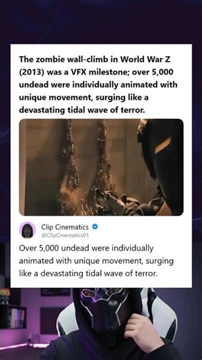 World War Z 2013 Zombie Wall-Climb Used 5000 Individually Animated Zombies