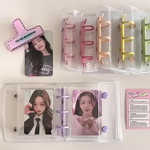 New Style Multicolor Mini Binder Photos Card Holder A8 Size Transparent PVC Mini 3 Ring Binder With Insert Binder Glitter Pocket