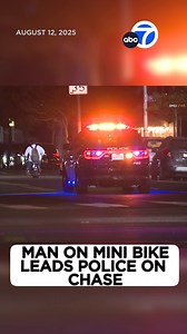 576K views · 10K reactions | A man was taken into custody after leading police on a bizarre Southern California chase on a mini bike. | ABC7 | Facebook