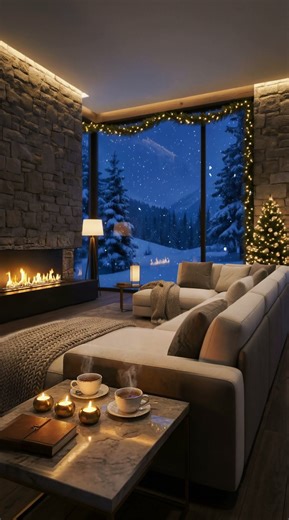 Cozy Fireplace Crackling 🔥❄️ | Snowy Winter Cabin Ambience