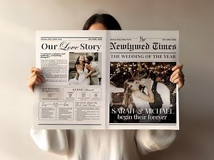 Wedding Newspaper Template With Photo, Editable Wedding Program, Newlywed Times, Marriage Itinerary, Custom Wedding Keepsake - Etsy