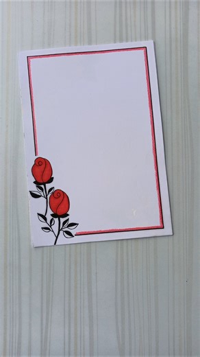 Red Rose Border Design/6 easy border design/Border design/Project design/Priyanka Gunwal #shorts