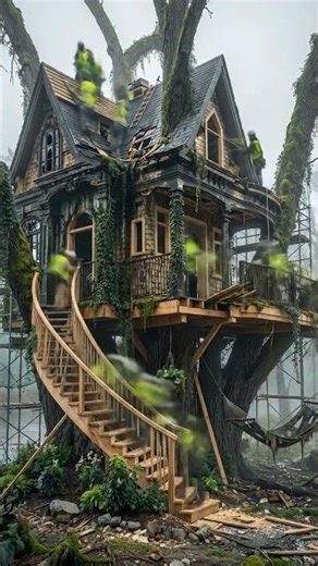 Hidden Luxury Treehouse | Modern Forest Dream Home | AI Transformation | #asmr #home