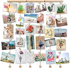 Love-KANKEI Family Picture Frame Collage Picture Frame for Wall Hanging Display 30 Pegs for Mixed Size Picture