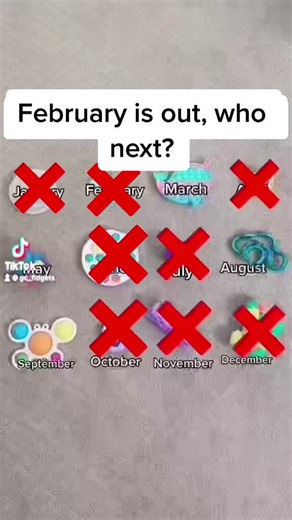 February is out! Who is out next? #fidget #fidgets #fidgettoy #popit #simpledimple #fidgethaul #fidgettrading #needoh #fidgetshopping #toptrenz #toptrenzpopit #tangle #fidgetoys #squishmallow #squish #stressball #squishhunting #fidgethunting