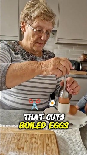 Grandma shows how to use an egg topper