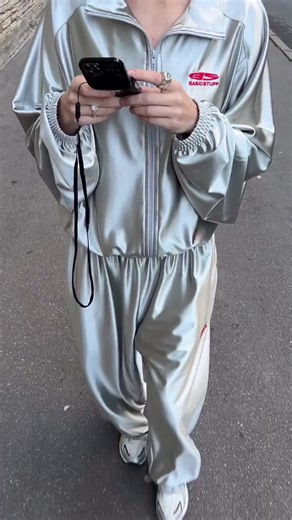 YB885828👉Ladies Collar Shiny Jacket  Pants Casual Set