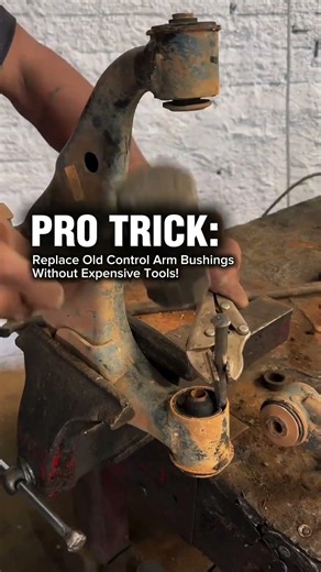 PRO TRICK: Replace Old Control Arm Bushings Without Expensive Tools! #shorts #satisfying #mechanic