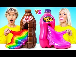 Bubble Gum vs Chocolate Food Challenge! Smart Kitchen Hacks by YUMMY JELLY