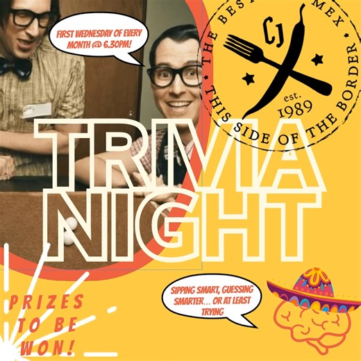 🧠 Trivia Night at Cactus Jacks! Starts 6:30 PM! Where knowing random stuff finally pays off (or at least gets you a drink). Bring your smartest friends… or just bring the loudest ones so you can copy their answers. 😏🍹 Walk ins welcome or click the link to book! https://bookings.nowbookit.com/?accountid=9cfa0670-33fd-4998-b81e-c09aa19c062f&venueid=3158&theme=light&colors=hex,000000 #CactusJacks #redcliffe #brisbane #wings #texmexcuisine #cocktail #LetsGetCrazy #fyp #fypシ゚viralシfypシ゚ #trending 